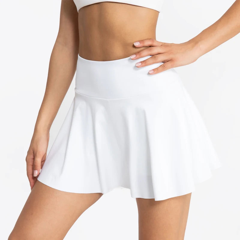 Women Pleated Tennis Skirt with Pockets Shorts Athletic Skirts Crossover High Waisted Athletic Golf Skorts Workout Sports Skirts