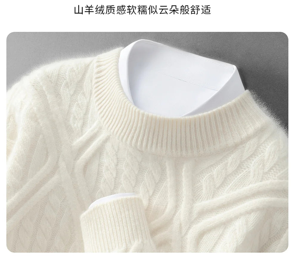 Choice Men Mock Neck Pullover Cashmere Sweater Autumn Winter 100%Pure Cashmere Knitwear Smart Casual Sweater Korean Fashion Tops