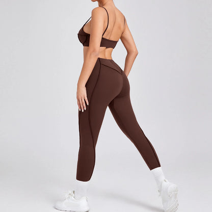 Hearuisavy 2025 New Style 2Pcs Sports Suit Women Workout Bra Suit Running Gym High Waist Legging Quick Dry Tight Yoga Clothing