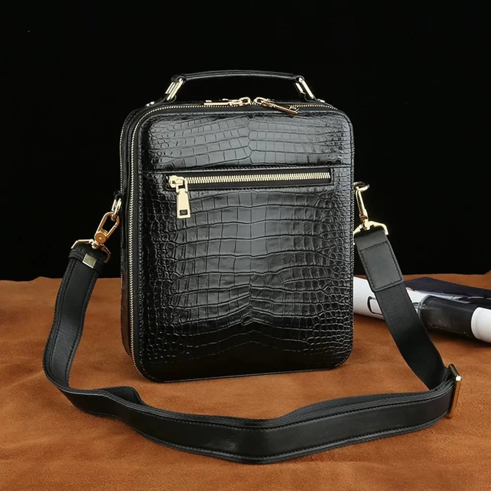 Real crocodile leather large-capacity men's handbag authentic crocodile leather business bag fashion men's shoulder bag
