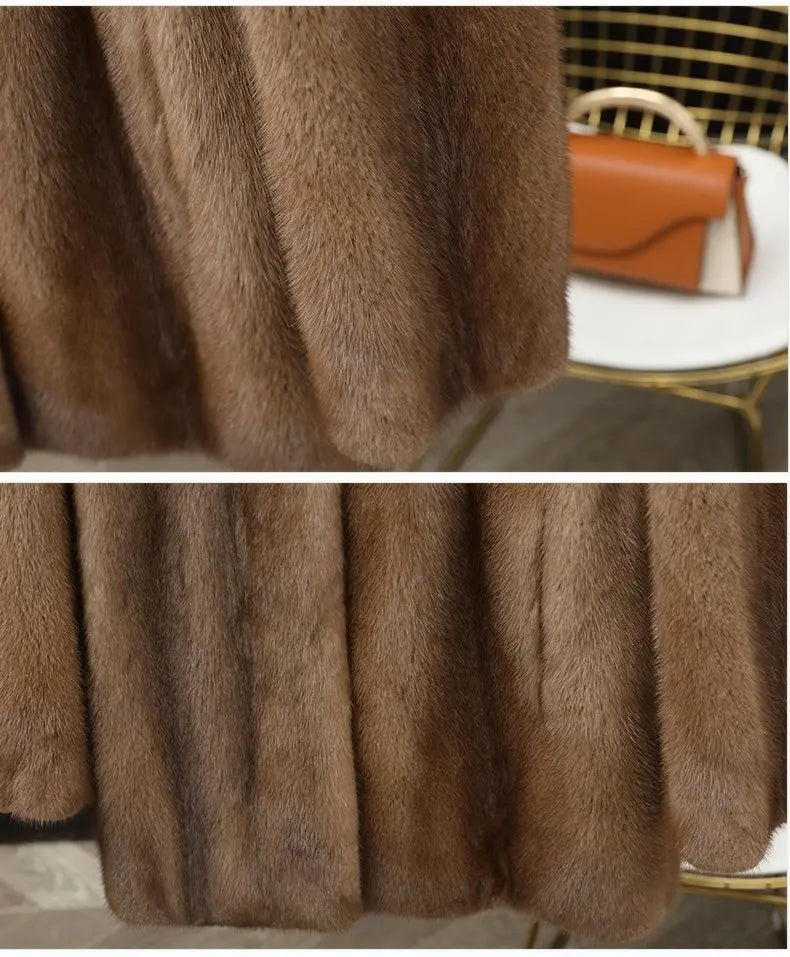 Real Mink Fur Coat Women Clothing Whole Mink Midi Long Fur Jacket 2023 Winter Clothes for Woman Stand Collar Abrigos Mujer FCY