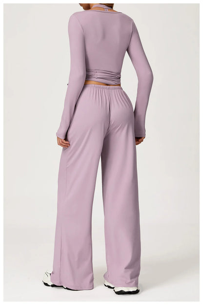 2/3PCS Fitness Suit Women Deep V Yoga Bra Flared pants Sports Suit Gym Tracksuits Female High Waist Bell Bottom Athletic Wear
