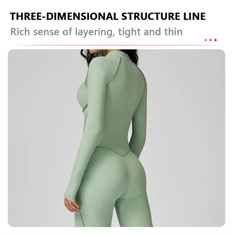TRY TO BN Gym Jumpsuit Half Zipper Sports Stripe Fitness Bodysuit One-Piece Workout Activewear Tights Woman Suits Yoga Clothing