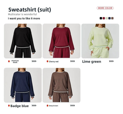 Custom LOGO women's new casual sweater wide-leg trousers comfortable outdoor fashion sports jogging shorts cycling two-piece set