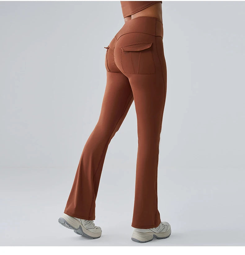 Flares Leggings Women Bell-bottoms Sports Yoga Leggings High Waist Tights Scrunch Butt Yoga Flares Pants Push Up Gym Leggings