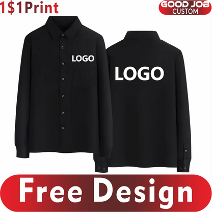 Casual Men's Long Sleeve Business Shirt Custom Logo Excellent Team Personal Professional Shirt Embroidery Printing Brand Design