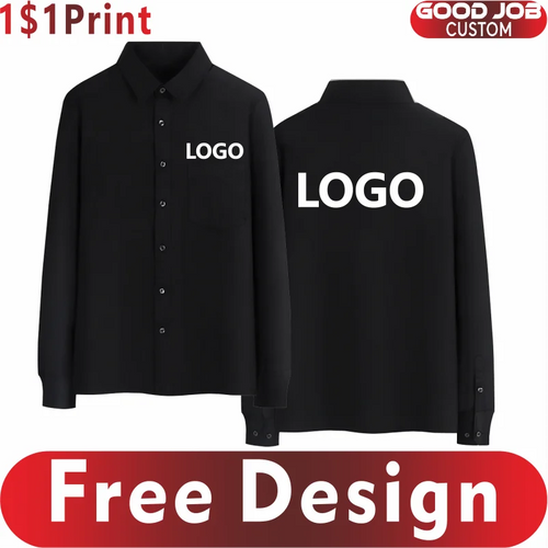 Casual Men's Long Sleeve Business Shirt Custom Logo Excellent Team Personal Professional Shirt Embroidery Printing Brand Design