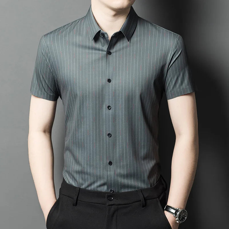 YOLANFAIRY Mulberry Silk 7.8% Summer Shirts for Men Short Sleeve Shirt Men Mens Clothing Camisas De Hombre Verano 2024 Tops