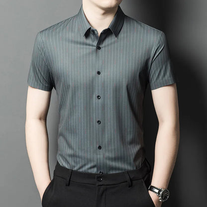 YOLANFAIRY Mulberry Silk 7.8% Summer Shirts for Men Short Sleeve Shirt Men Mens Clothing Camisas De Hombre Verano 2024 Tops