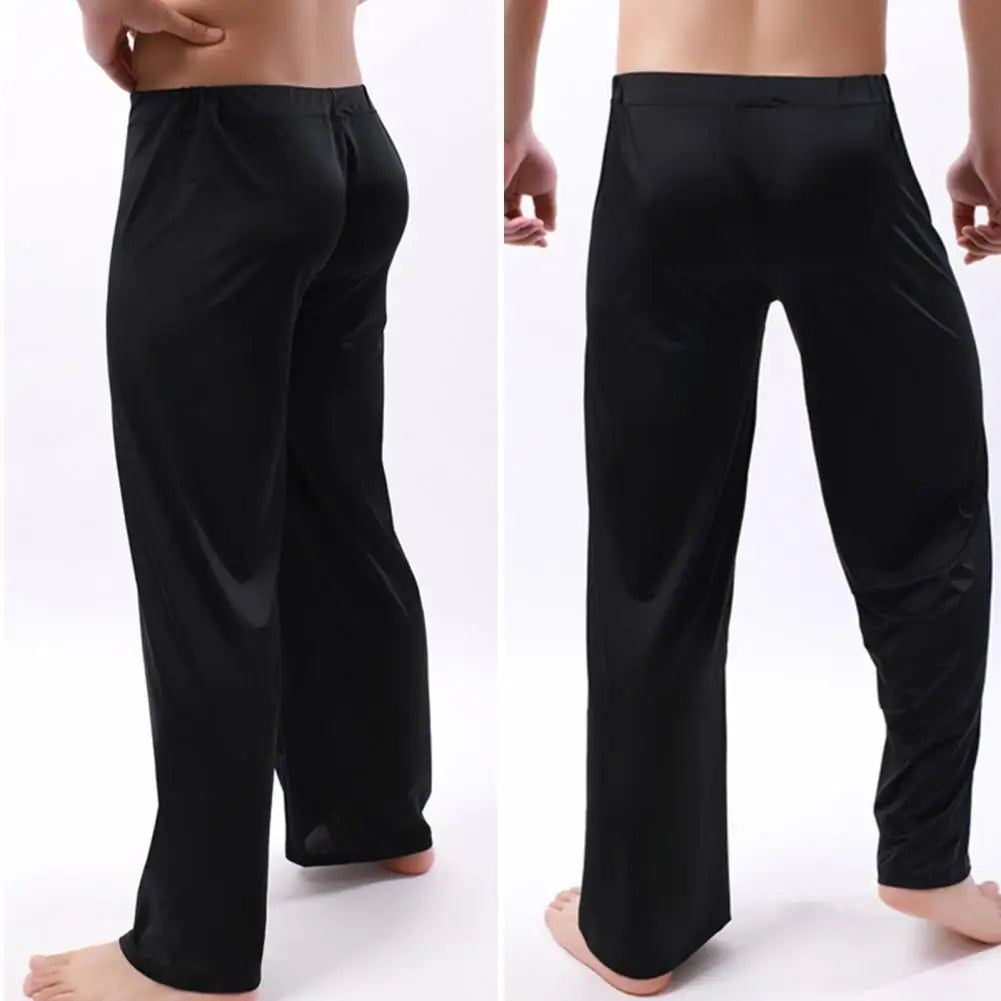 Men Yoga Pants Low Waist Drawstring Straight Loose Pajama Pants Thin Sports Comfortable Elastic Waist Men Sports Trousers