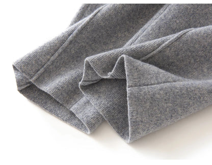 Men's Wool Pants Elastic Waist 2025 Autumn Winter Thick Casual Cashmere Trousers 100% Merino Wool Knitted Mid Seam Sport Pants