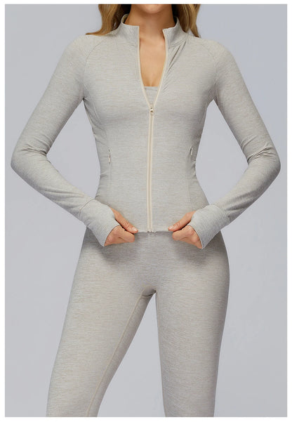 Zip Fitness Clothes Women Long Sleeve Sports Jacket Gym Clothes Woman Yoga Shirt Quick Dry Top Sunscreen Sportswear Yoga Clothes