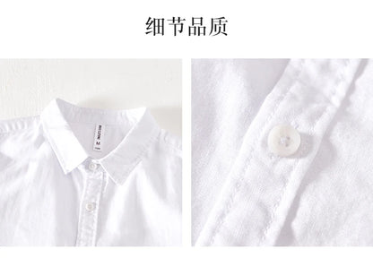 Summer Linen Cotton Men's POLO Collar Shirt Casual Business Short Sleeved Cardigan Fashion Loose Breathable Comfortable T-shirt