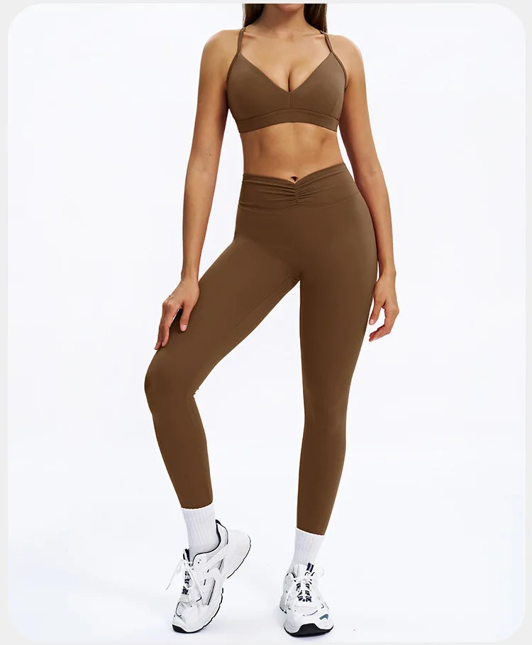 SWELTERING 2PCS Yoga Set Fitness Gym Tracksuit Sportswear Women Workout Outfits High Waist Leggings Sports Bra Athletic Wear