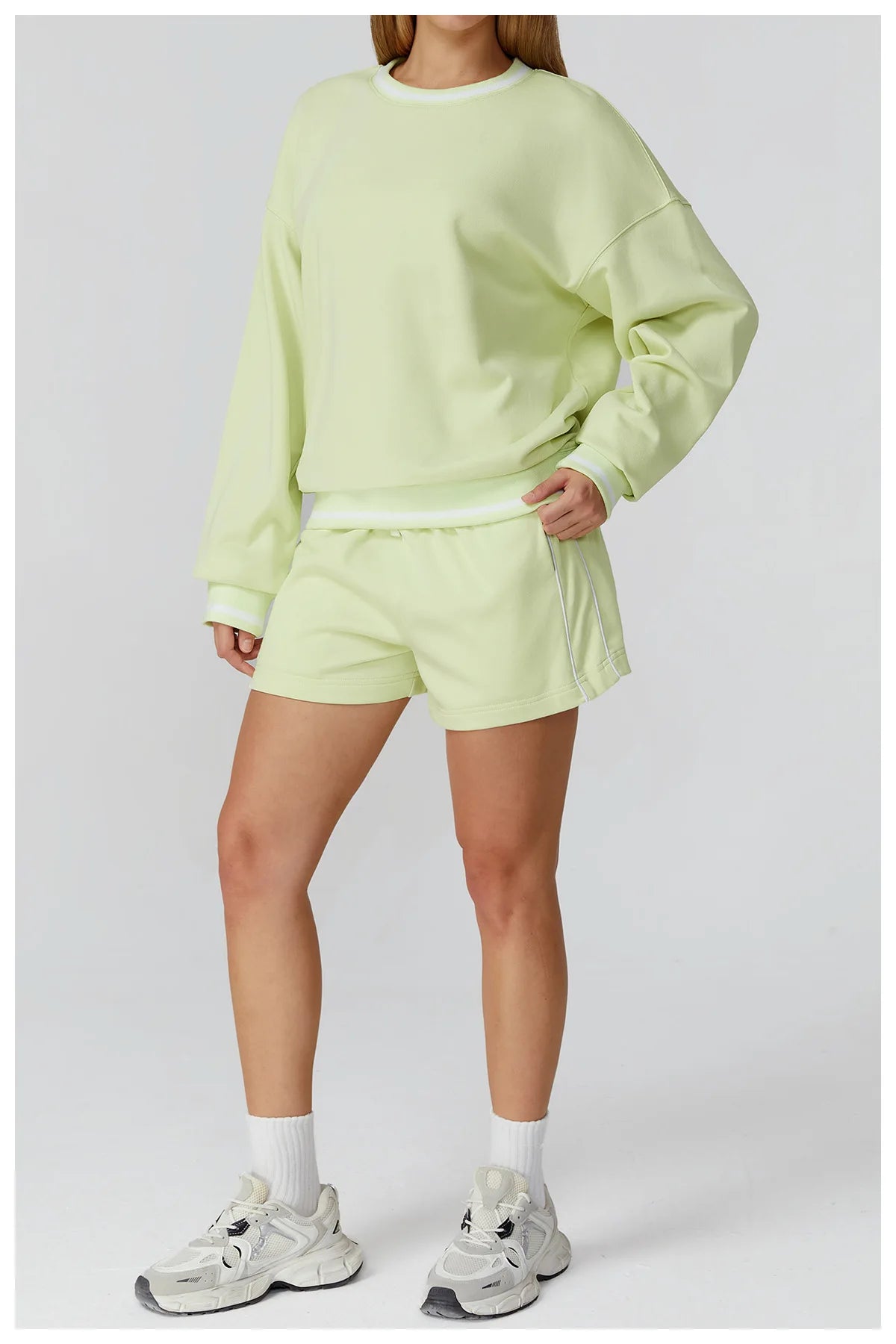 Custom LOGO women's new casual sweater wide-leg trousers comfortable outdoor fashion sports jogging shorts cycling two-piece set