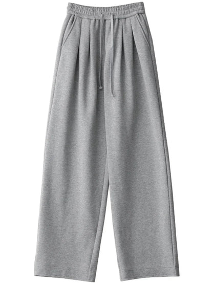 CHIC VEN Women's Pant Streetwear Solid Loose New Drawstring Sports Casual Trousers High Waisted Pants Autumn Winter 2025