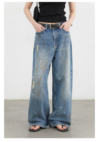 CHIC VEN Women Jeans Loose Casual New Retro High Waisted Straight Leg Wide Leg Denim Pants Female Trousers Summer 2025