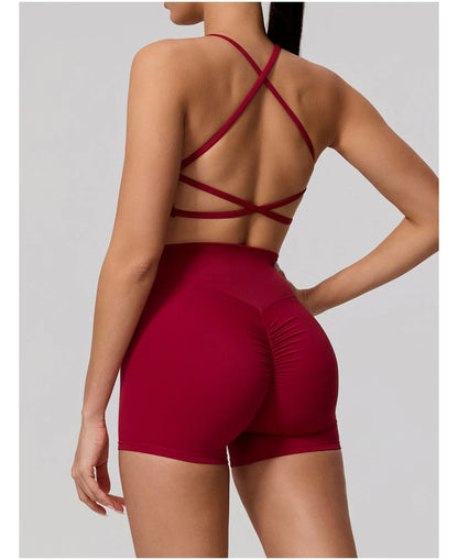 New Summer 2Pcs Women's Quick-Dry Sports Set V-Shaped Bra Female Sleeveless Yoga Outfit Gym Two-Piece Woman Sport Clothes