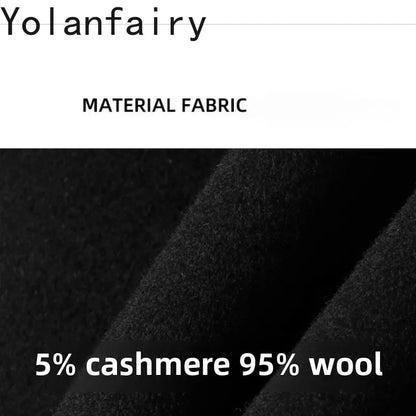 YOLANFAIRY 2025 Light Luxury 95% Wool 5% Cashmere Coats for Men Fashion Woolen Jacket Man Clothing Detachable Lapel Wool Coat