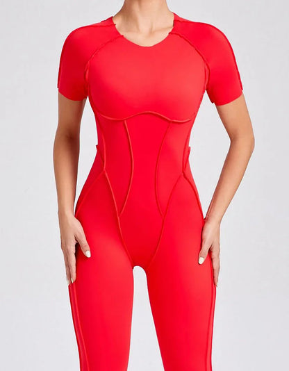 TRY TO BN Sport Jumpsuit Short Sleeves Backless Fitness Yoga Pant Workout Bodysuit One Piece Sportswear Tights Women Gym Clothes