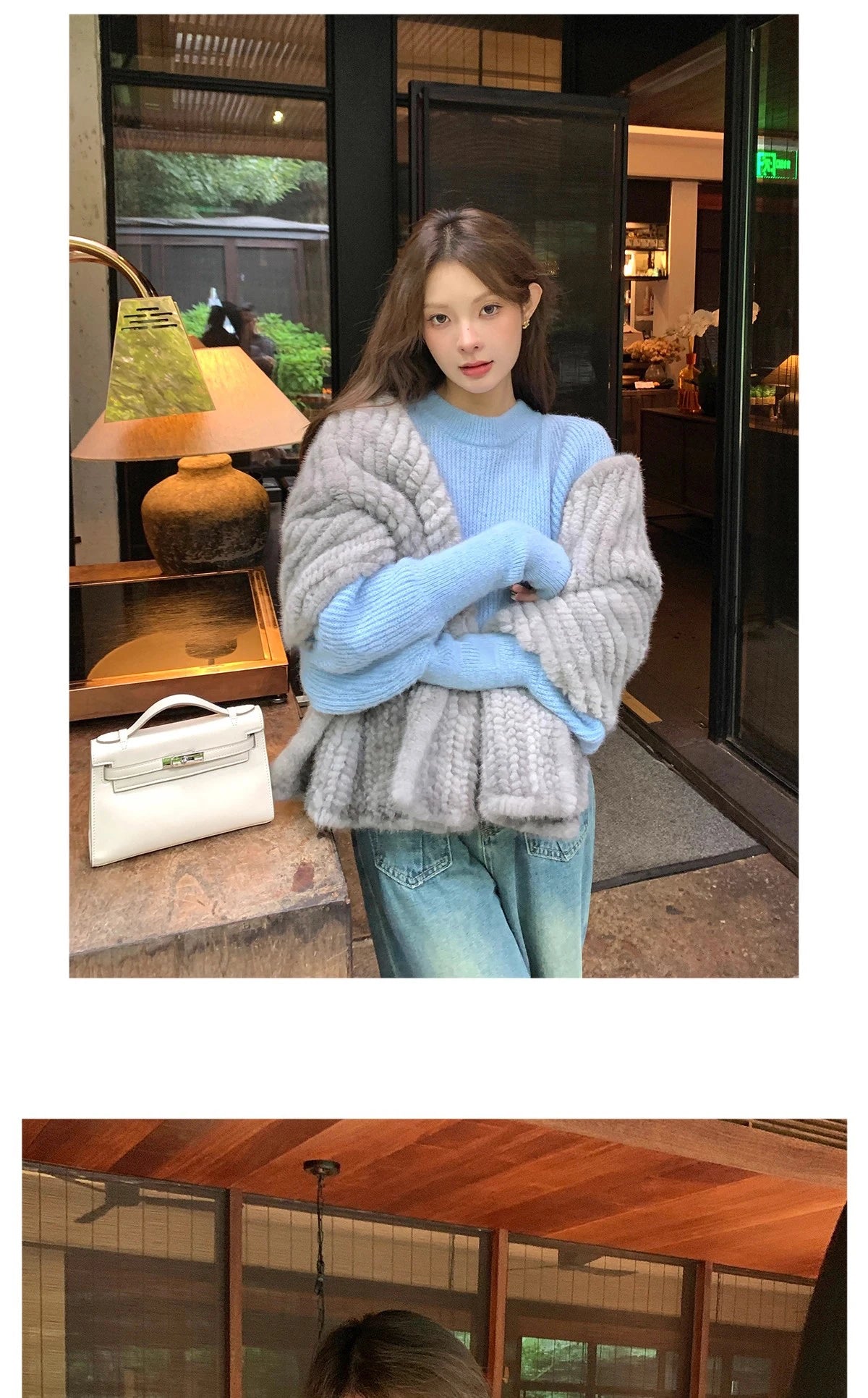 New mink woven women's scarf autumn and winter twill shawl warm herringbone scarfs fur Knitting high quality fishtail Scarves
