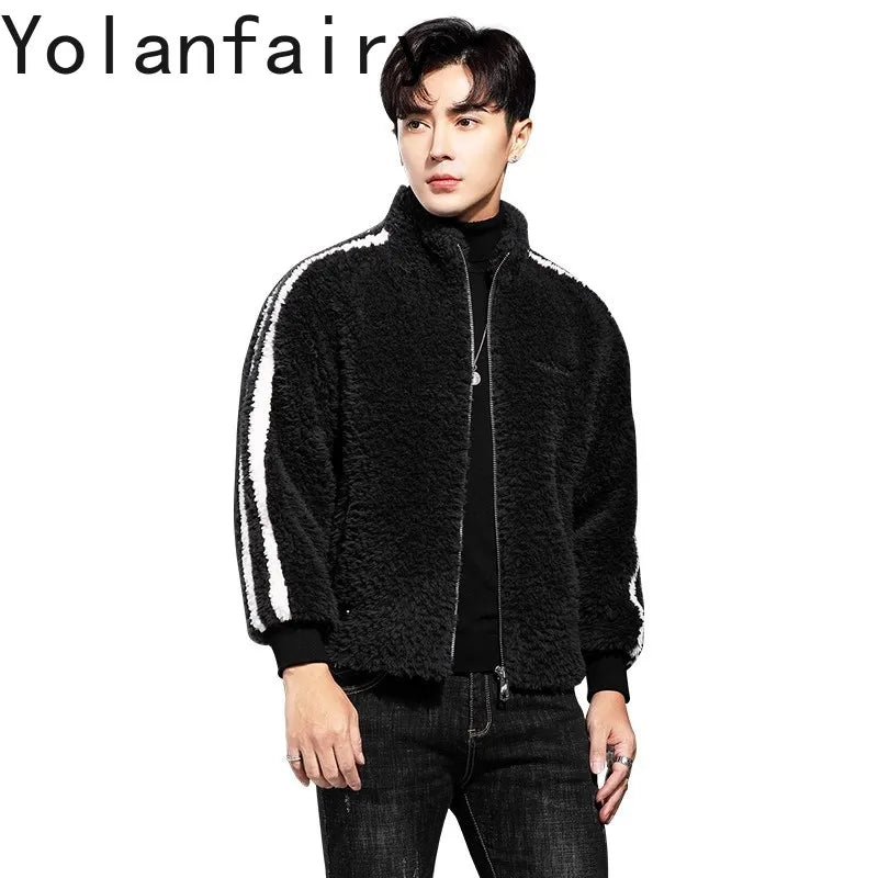 YOLANFAIRY 100% Wool Mens Real Fur Coat Men Luxury Clothing Winter Jacket For Men High Quality Short Jacket куртка мужская 2024