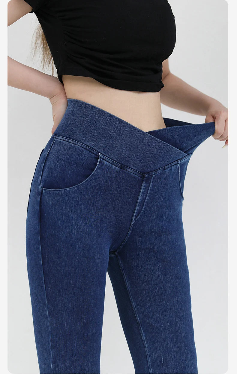 SOISOU Sexy Jeans For Women Leggings Yoga Pants Denim Bell-bottoms Soft Elastic Breathable High waist 4 Pockets Women's Pants