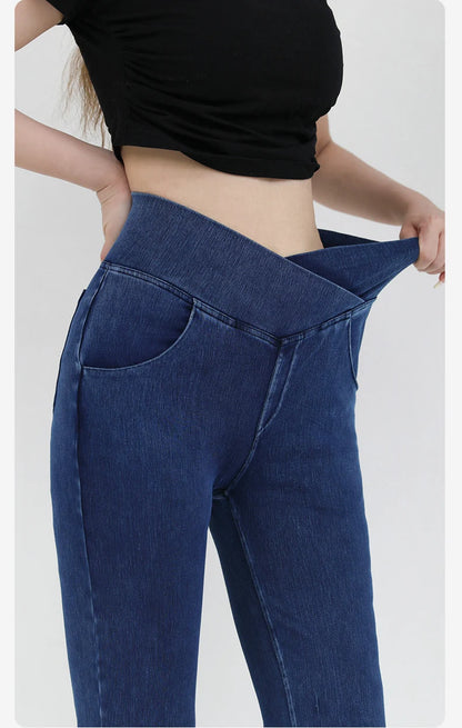 SOISOU Sexy Jeans For Women Leggings Yoga Pants Denim Bell-bottoms Soft Elastic Breathable High waist 4 Pockets Women's Pants