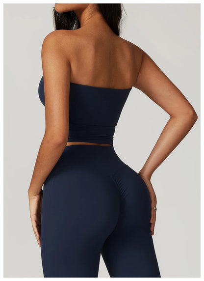 Custom LOGO Women's Strapless Tube Top Sexy Back Sports Underwear Women's Shockproof Quick-Drying Fitness Yoga Top