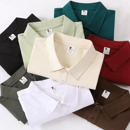 DIY Custom Logo 100% Cotton 240GSM Thick 5XL Big Size Summer New Men's Short Sleeve Oversized T-shirt Cool POLO Shirt Casual
