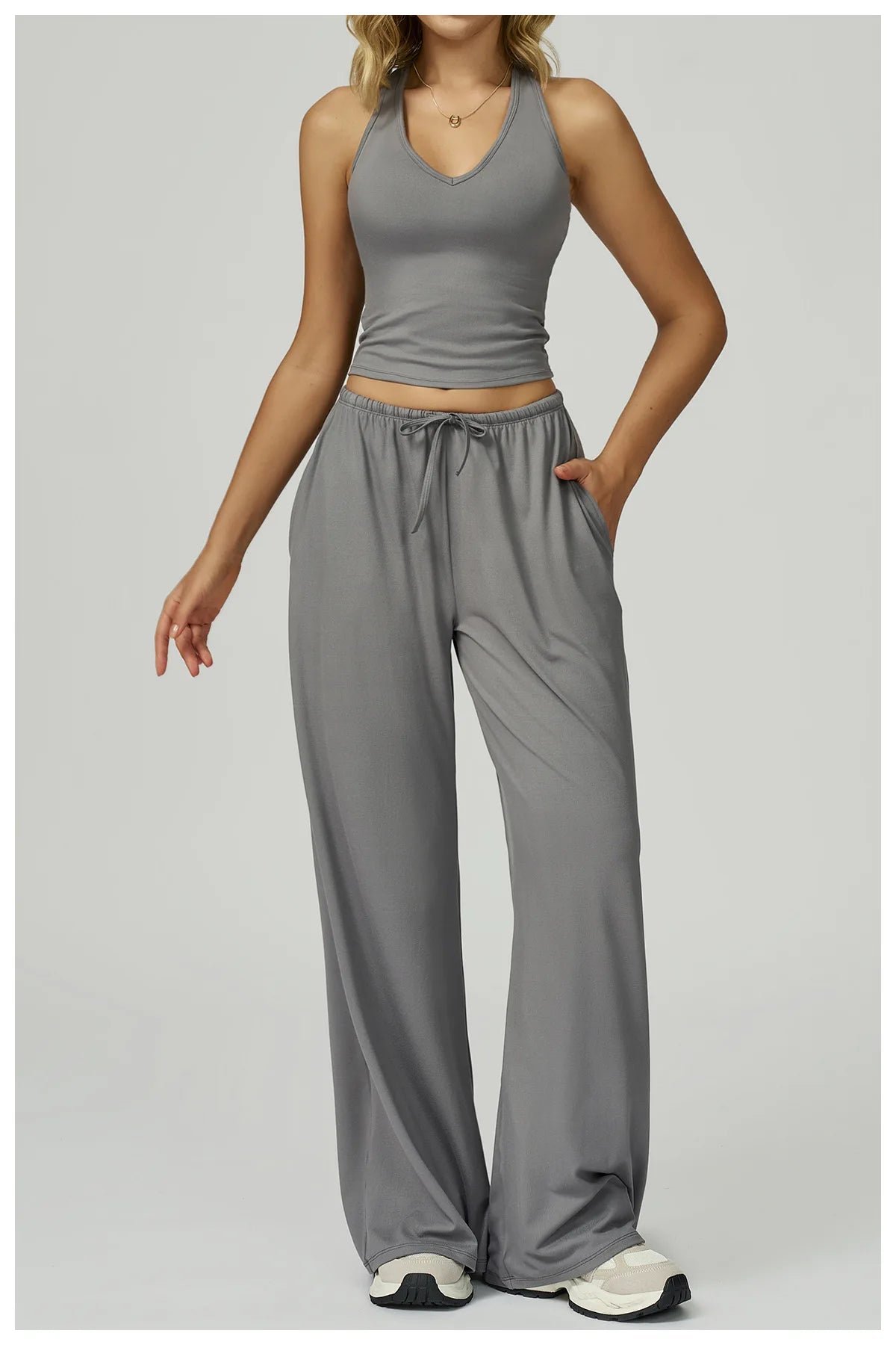 2/3PCS Fitness Suit Women Deep V Yoga Bra Flared pants Sports Suit Gym Tracksuits Female High Waist Bell Bottom Athletic Wear