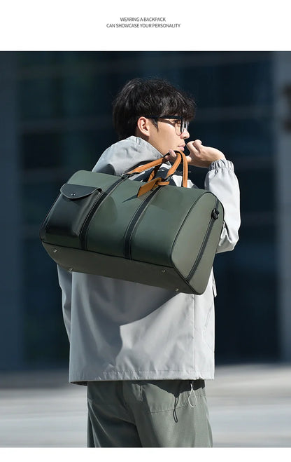 Custom Large Capacity Travel bag Totes Waterproof Crossbody Bag Man  Leather Travel Bag Handheld Bag print logo Business Handbag