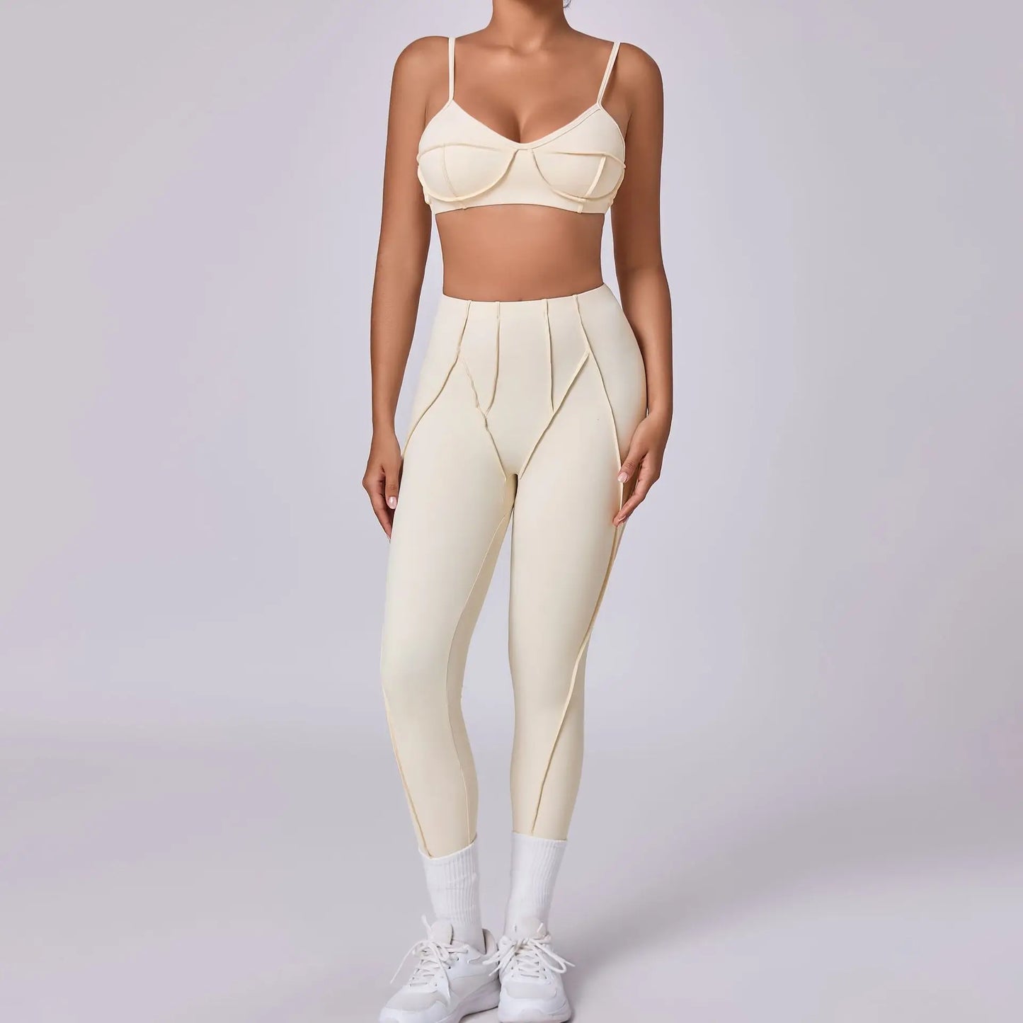 Hearuisavy 2025 New Style 2Pcs Sports Suit Women Workout Bra Suit Running Gym High Waist Legging Quick Dry Tight Yoga Clothing