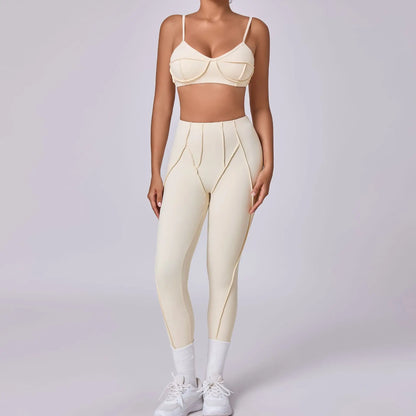 Hearuisavy 2025 New Style 2Pcs Sports Suit Women Workout Bra Suit Running Gym High Waist Legging Quick Dry Tight Yoga Clothing