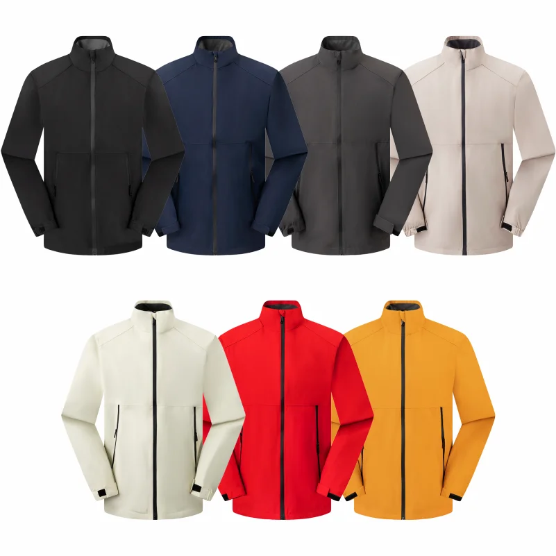 Outdoor Waterproof Men Women Stand Collar Jacket Custom Logo Anti-static Coat Print Company Design Casual Sweatshirt Embroidery