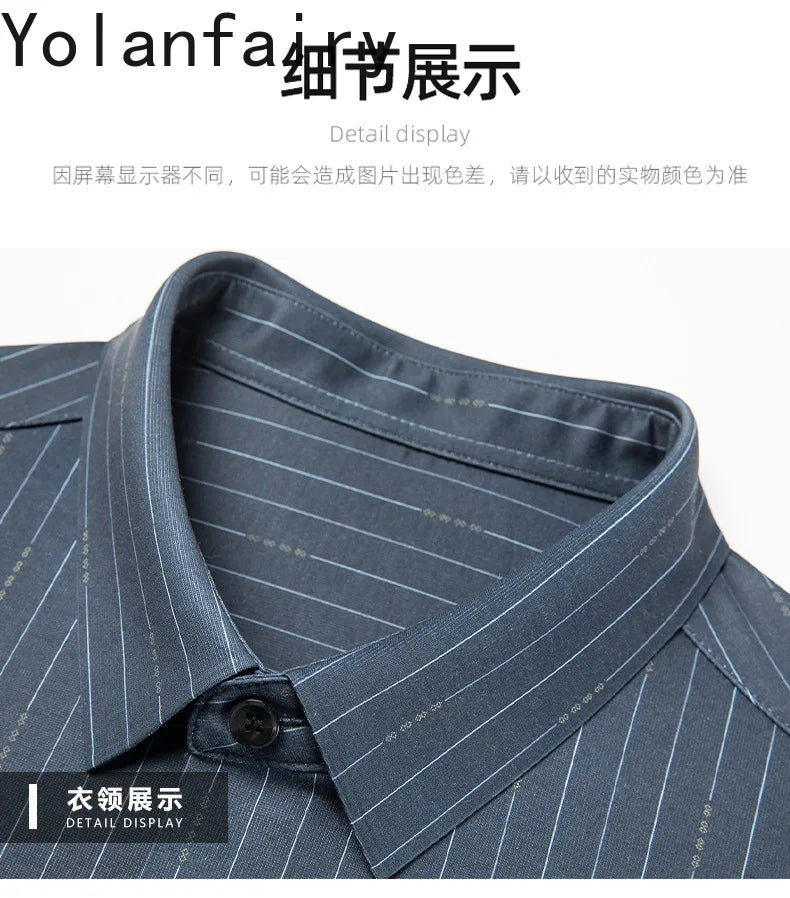 YOLANFAIRY Mulberry Silk 7.8% Summer Shirts for Men Short Sleeve Shirt Men Mens Clothing Camisas De Hombre Verano 2024 Tops