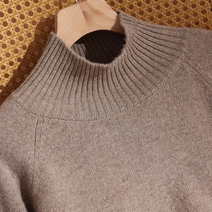 CHICUU Women's 100% Wool Sweater Pants Set Thick Mock Neck Pullover Wide Leg Pants Autumn Winter Warm Casual Wool Knitwear Suit