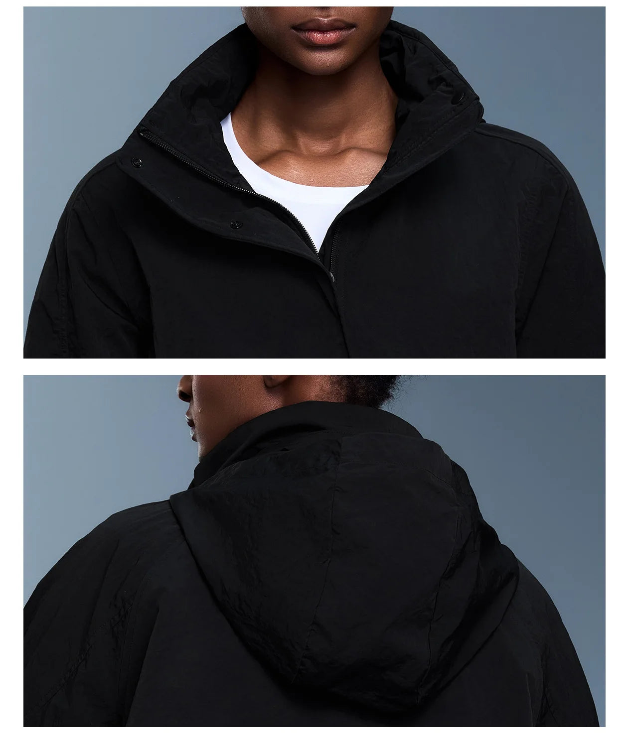 Custom LOGO women's autumn light and breathable waterproof trench coat stand-up collar hooded casual short pocket sports jacket