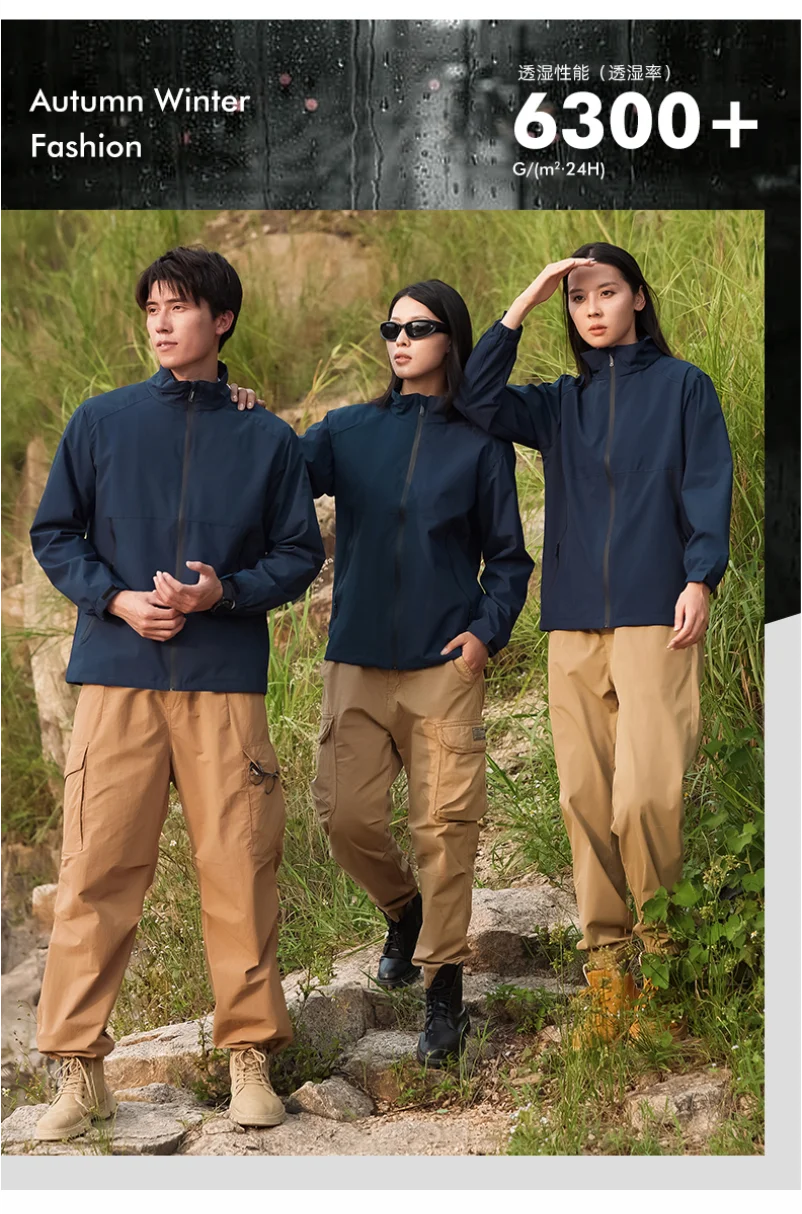 Outdoor Waterproof Men Women Stand Collar Jacket Custom Logo Anti-static Coat Print Company Design Casual Sweatshirt Embroidery