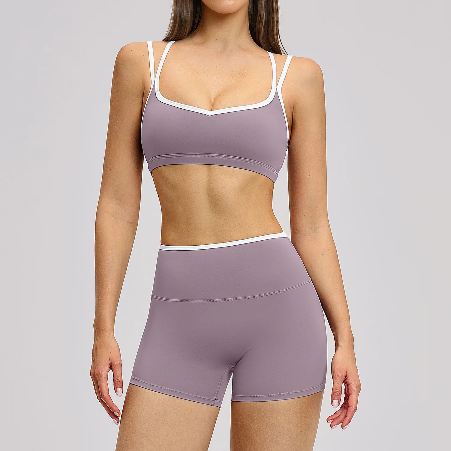 2PCS Workout Clothes Wide Leg Pant Yoga Suits Solid Color Bra Sports Set Gym Tracksuits Female Quick Dry Fitness Suit Sports Set