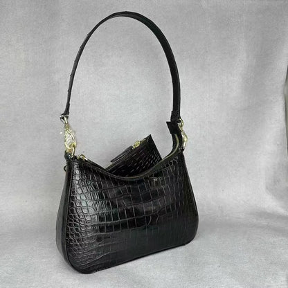 Authentic crocodile leather women's armpit bag genuine crocodile leather women's handbag fashion shoulder bag wallet