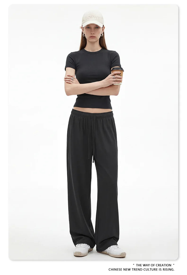 Custom LOGO women's spring summer new 200G high-elastic short slim-fit short-sleeved trousers casual sports two-piece set
