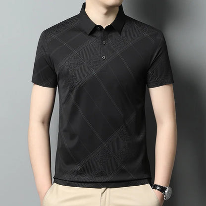 YOLANFAIRY Mulberry Silk T Shirt Men Polo Shirt Mens Shirts Short Sleeves Polos Hombre Manga Corta Summer Mens Clothing 2024