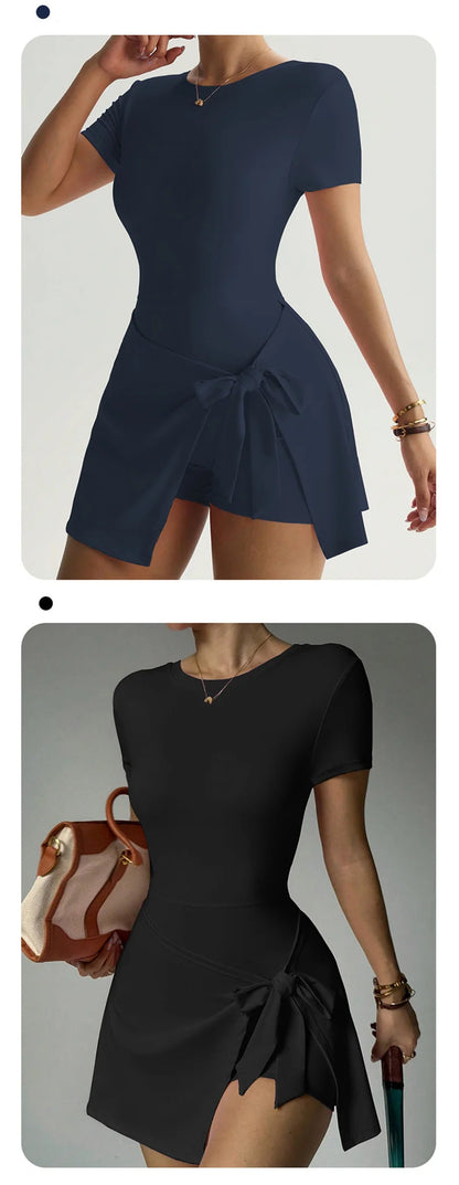 TRY TO BN Yoga Jumpsuit Sports Skirt Breathable Sportswear Fitness Workout Bodysuit One Piece Set Tennis Skirt Gym Woman Clothes