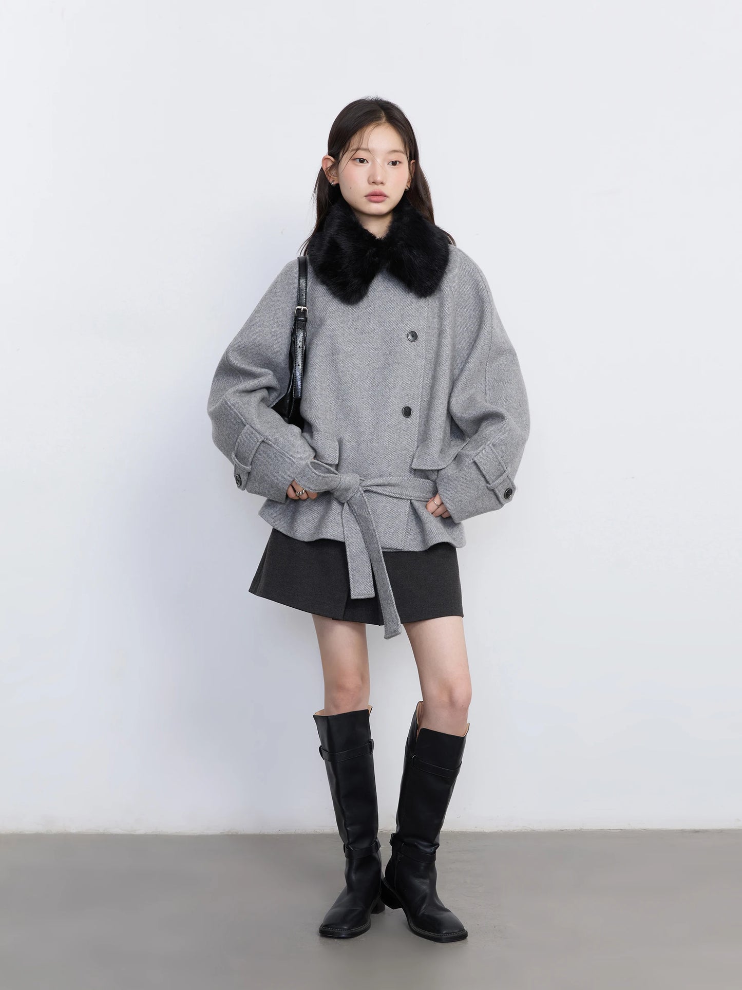 CHIC VEN Women Korean Coat Loose Casual Woolen Single-sided Detachable Collar Female Overcoat Ladies Jacket Autumn Winter 2025