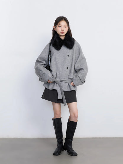 CHIC VEN Women Korean Coat Loose Casual Woolen Single-sided Detachable Collar Female Overcoat Ladies Jacket Autumn Winter 2025