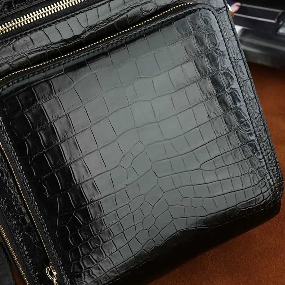 Real crocodile leather large-capacity men's handbag authentic crocodile leather business bag fashion men's shoulder bag