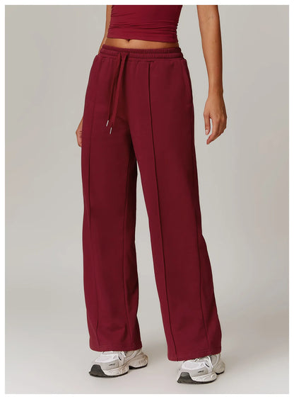 Hearuisavy Winter Pocket High Waist Jogger Sports Pants Female Fitness Gym Pants Casual Loose Sweatpants Wide Leg Trousers