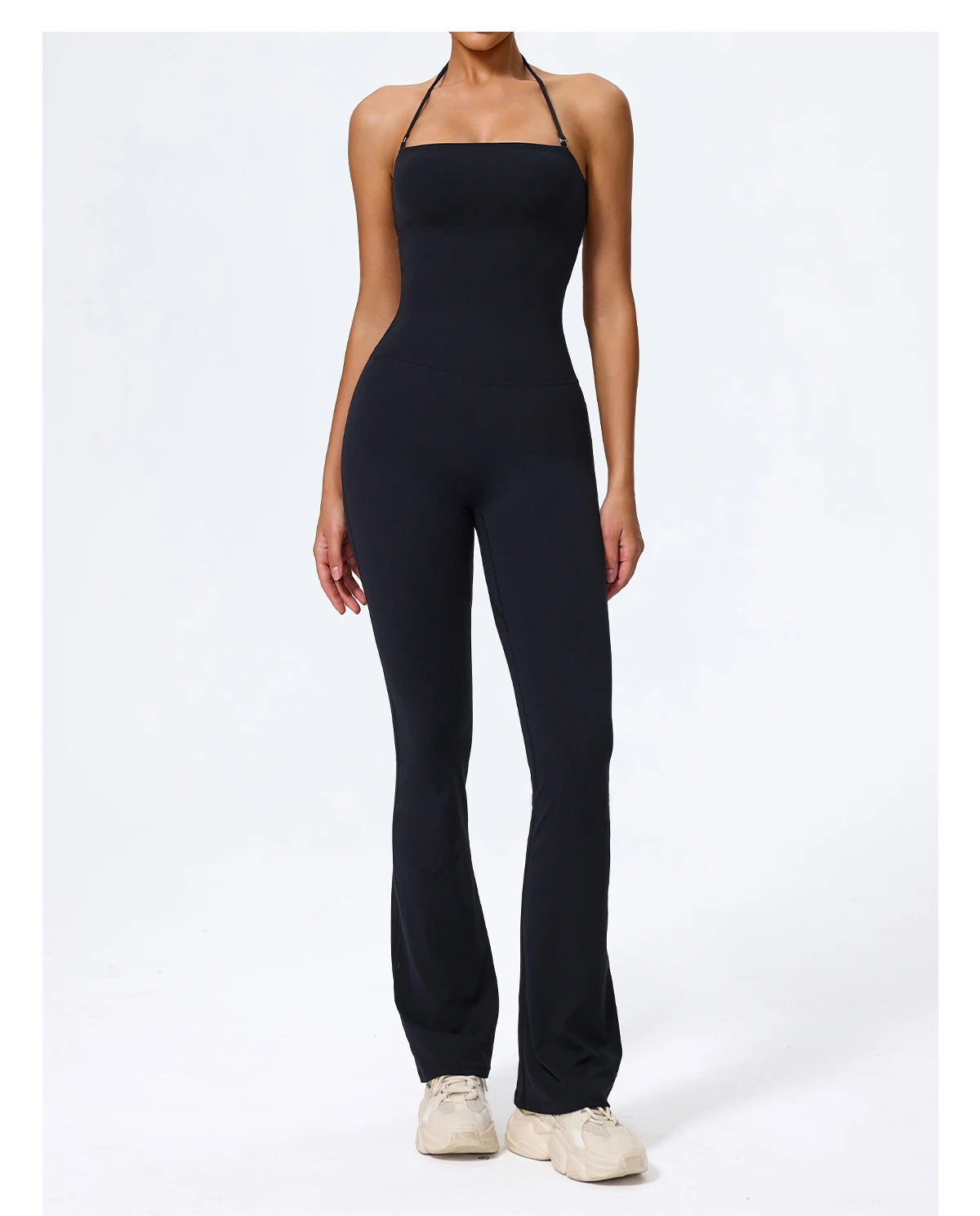 New Summer Women Sleeveless Hang Neck Jumpsuit Backless Flared Activewear Female Yoga Clothes Sport Outfit For Woman Overalls