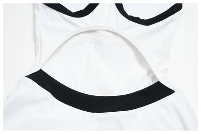 Custom LOGO women's nude yoga dress hollow breathable slim fitness sports quick-drying short skirt